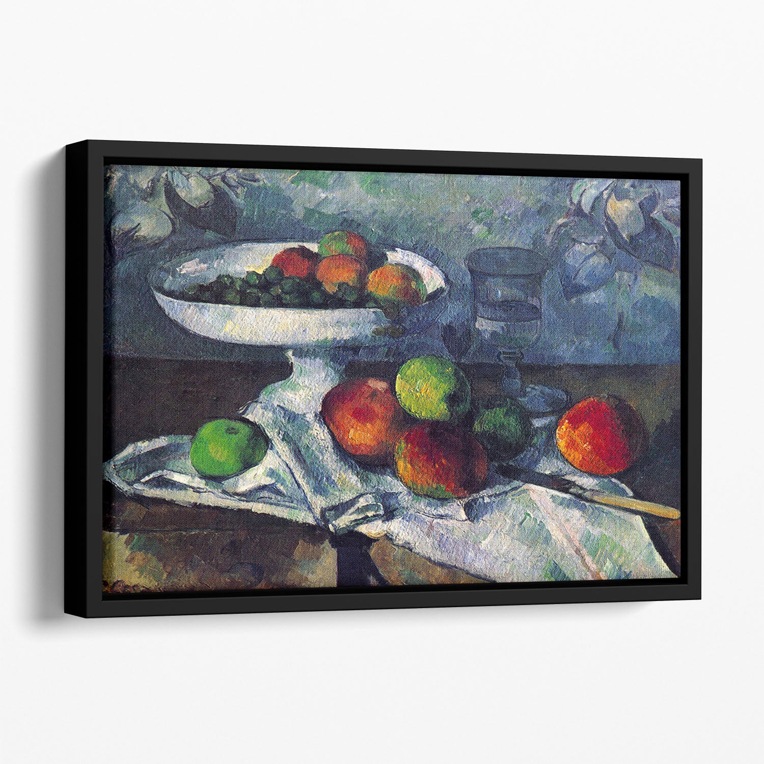 Still Life with Fruit Bowl by Cezanne Floating Framed Canvas - Canvas Art Rocks - 1