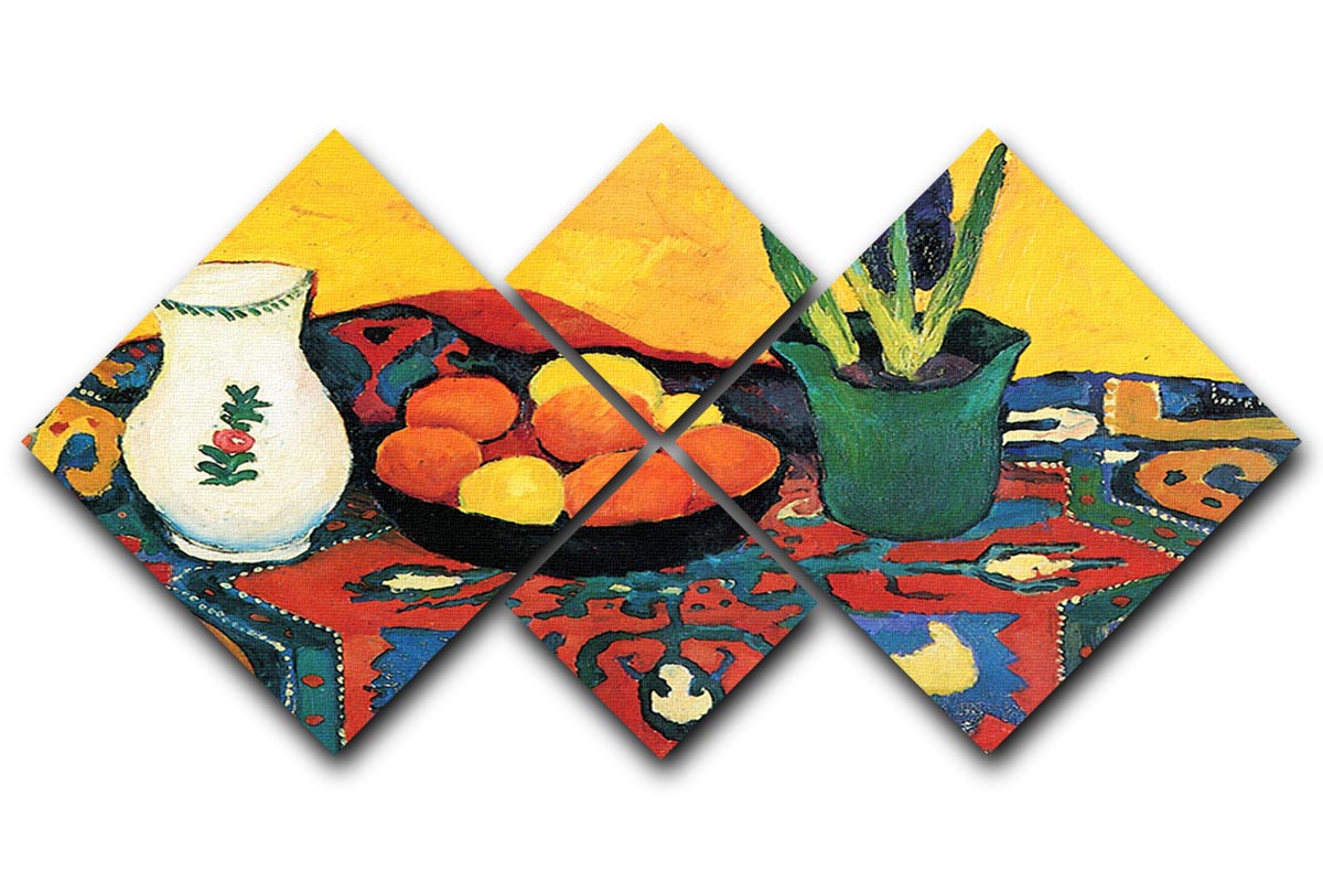 Still Life with Hyacinthe by Macke 4 Square Multi Panel Canvas - Canvas Art Rocks - 1