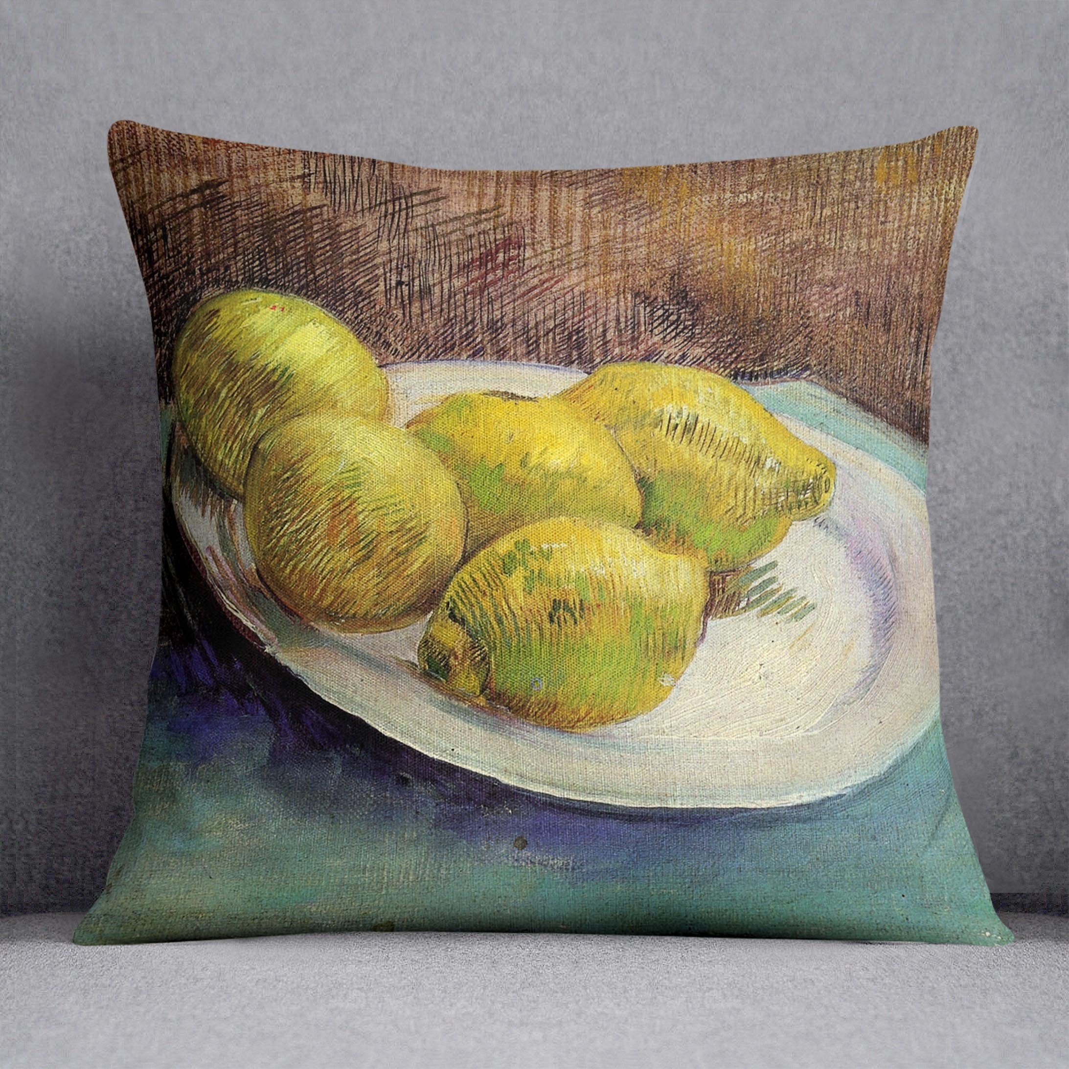 Still Life with Lemons on a Plate by Van Gogh Throw Pillow