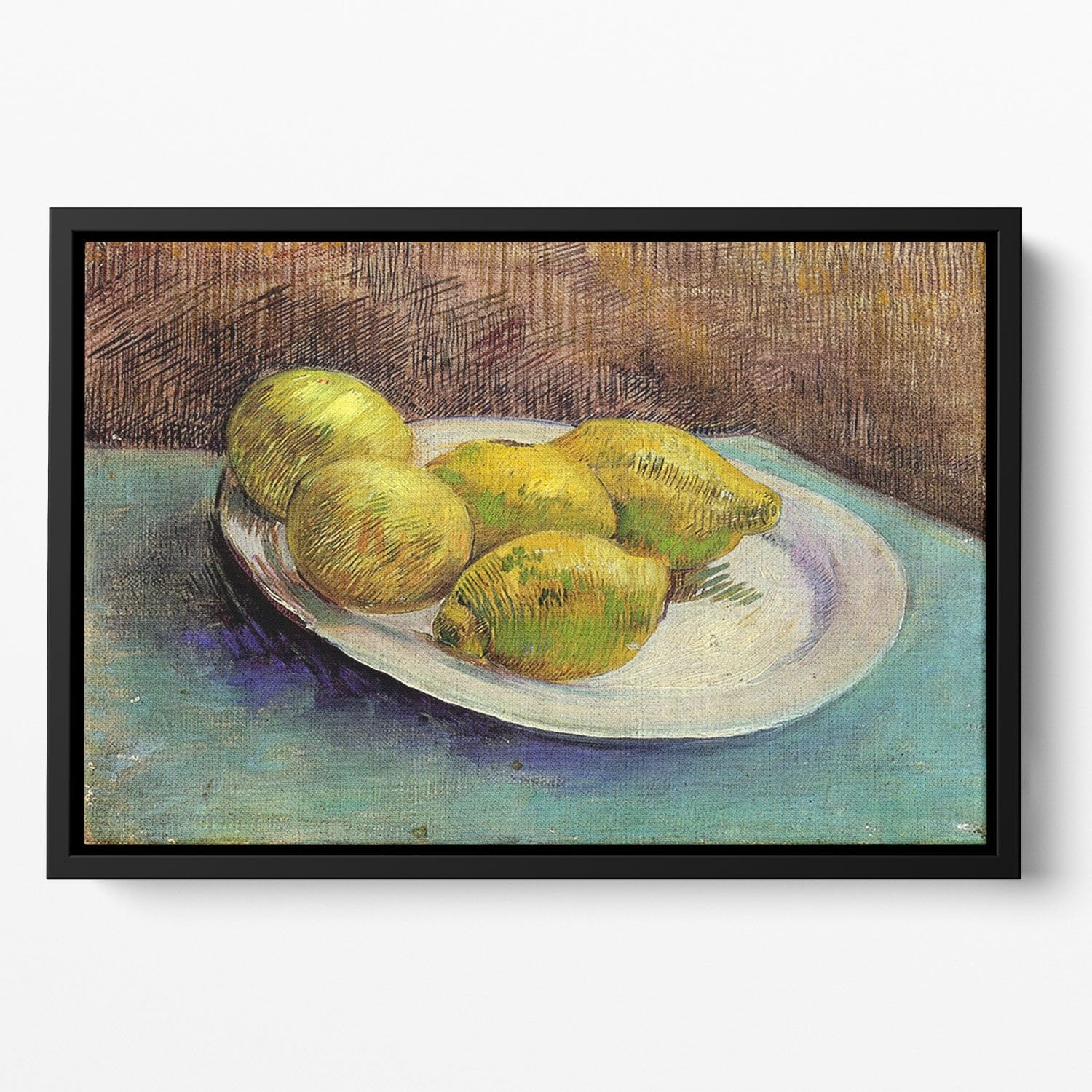 Still Life with Lemons on a Plate by Van Gogh Floating Framed Canvas