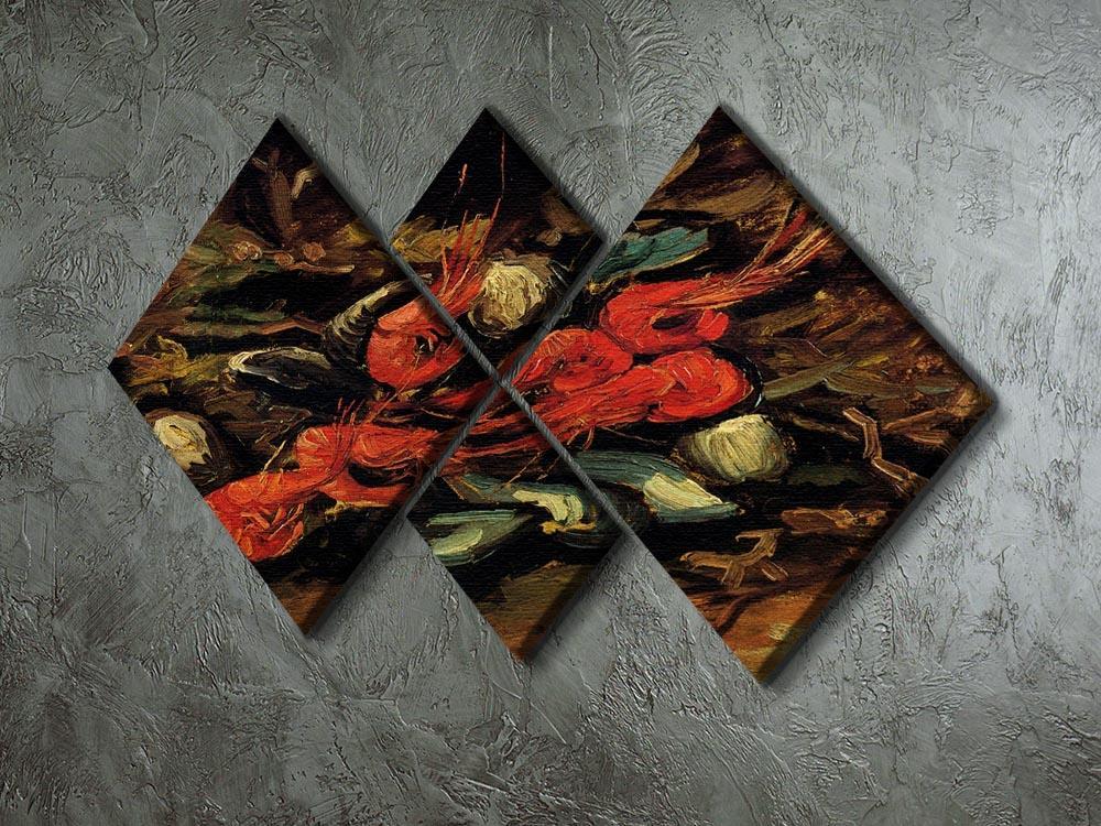 Still Life with Mussels and Shrimps by Van Gogh 4 Square Multi Panel Canvas - Canvas Art Rocks - 2