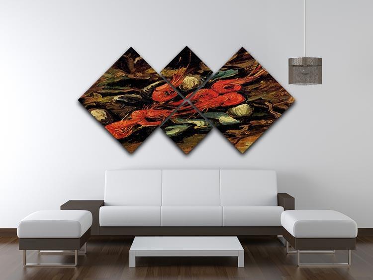 Still Life with Mussels and Shrimps by Van Gogh 4 Square Multi Panel Canvas - Canvas Art Rocks - 3