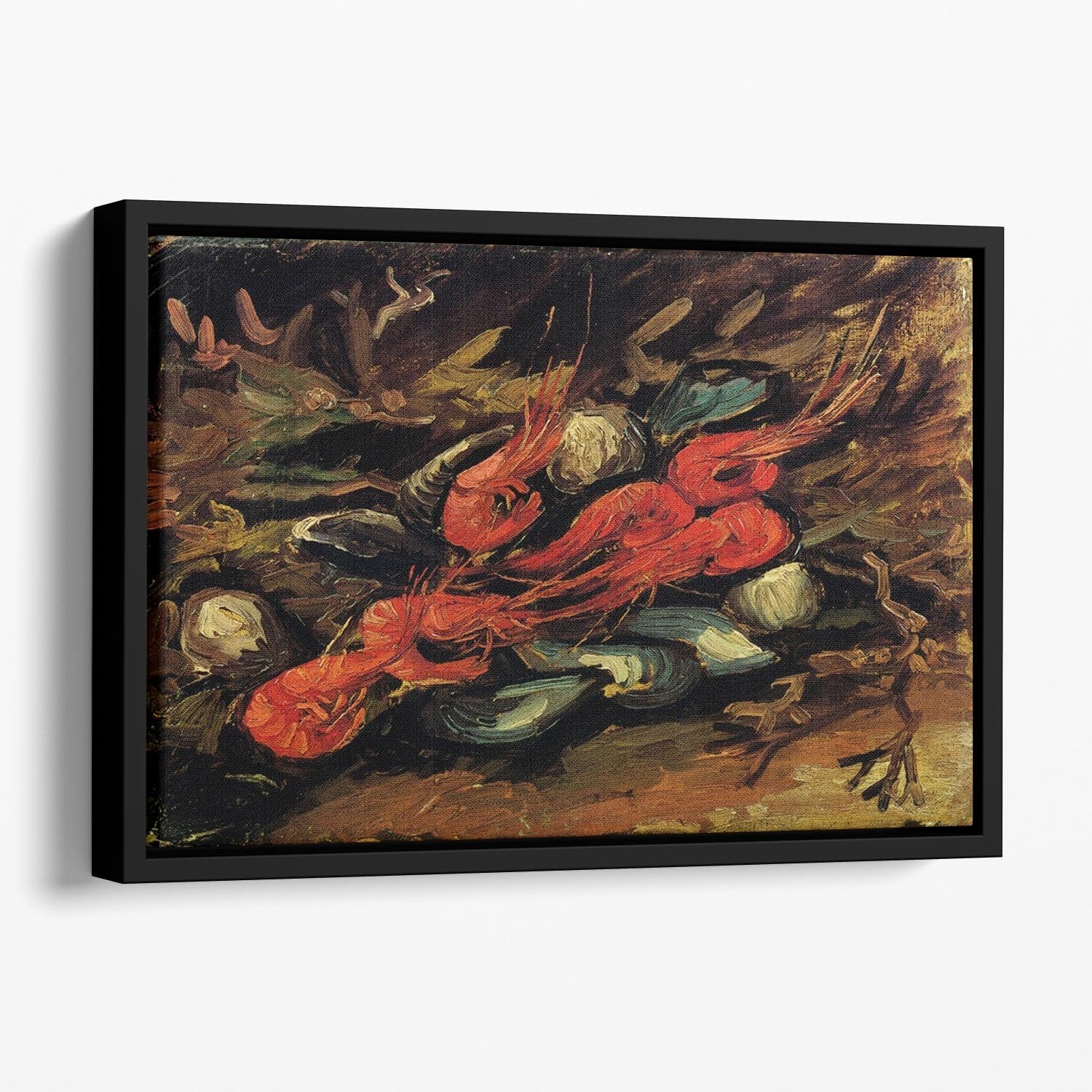 Still Life with Mussels and Shrimps by Van Gogh Floating Framed Canvas