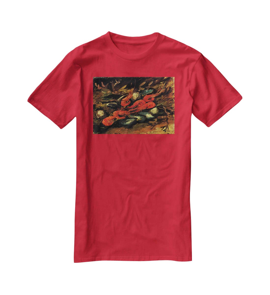 Still Life with Mussels and Shrimps by Van Gogh T-Shirt - Canvas Art Rocks - 4