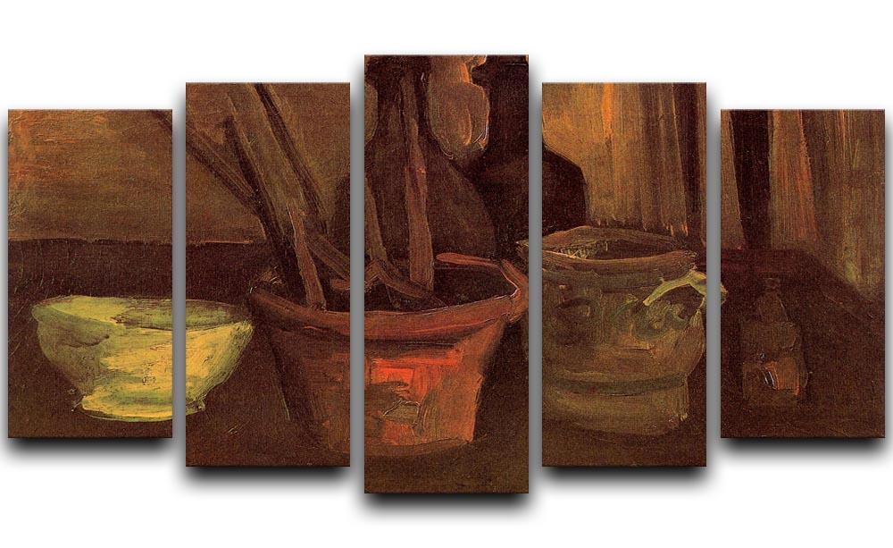 Still Life with Paintbrushes in a Pot by Van Gogh 5 Split Panel Canvas  - Canvas Art Rocks - 1