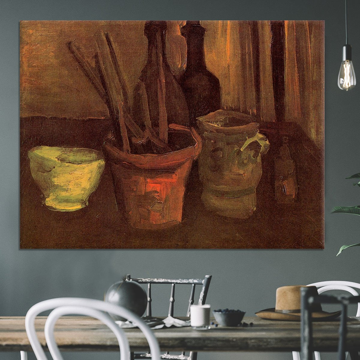 Still Life with Paintbrushes in a Pot by Van Gogh Canvas Print or Poster