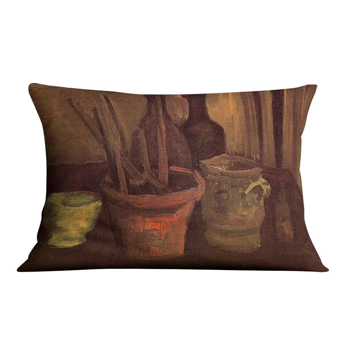 Still Life with Paintbrushes in a Pot by Van Gogh Throw Pillow
