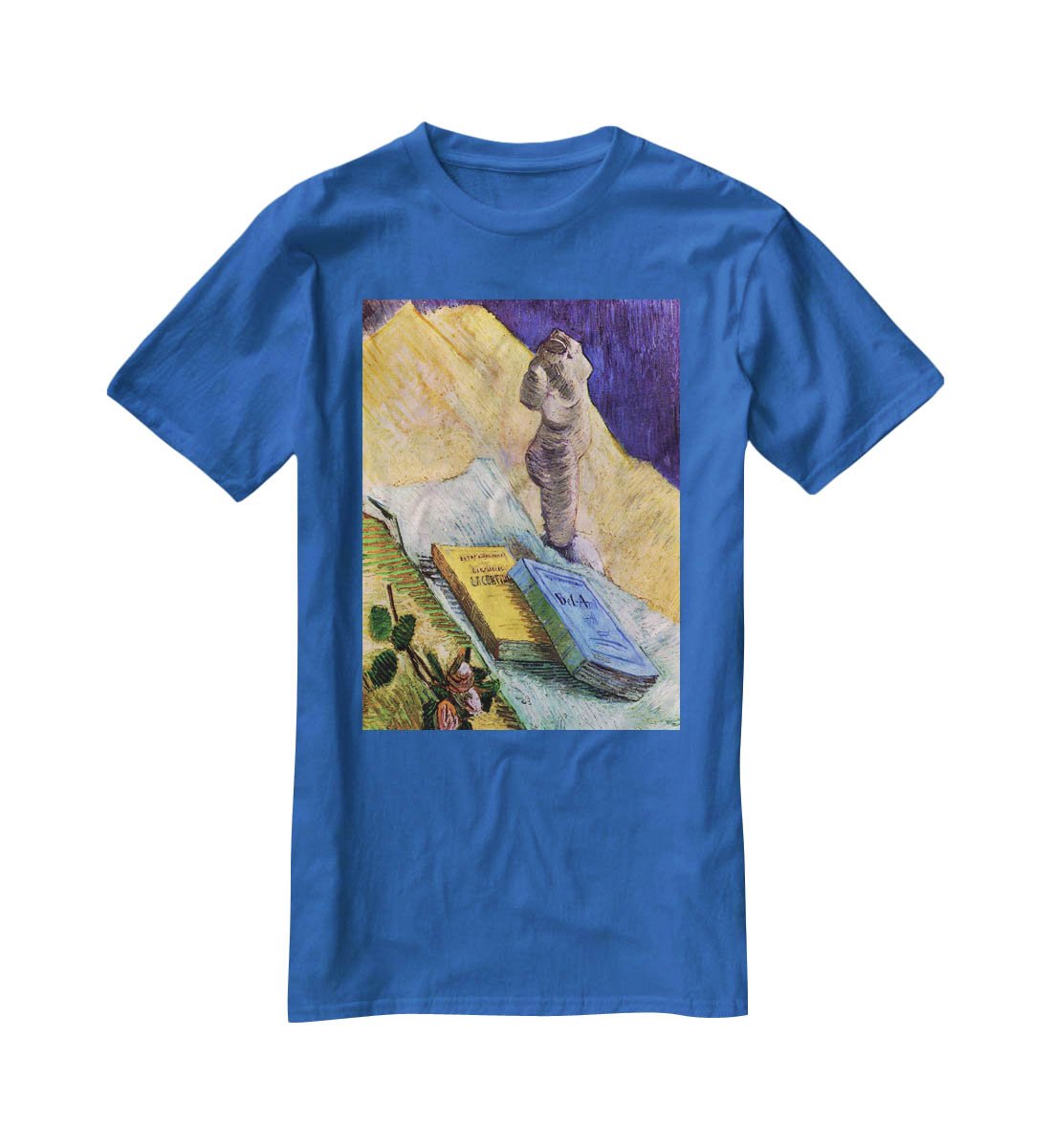Still Life with Plaster Statuette a Rose and Two Novels by Van Gogh T-Shirt - Canvas Art Rocks - 2