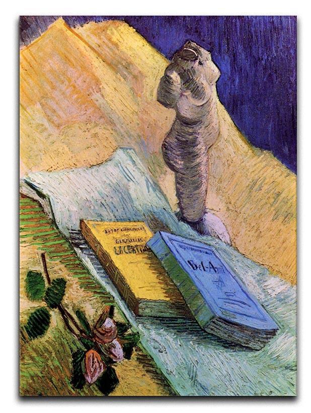 Still Life with Plaster Statuette a Rose and Two Novels by Van Gogh Canvas Print & Poster  - Canvas Art Rocks - 1