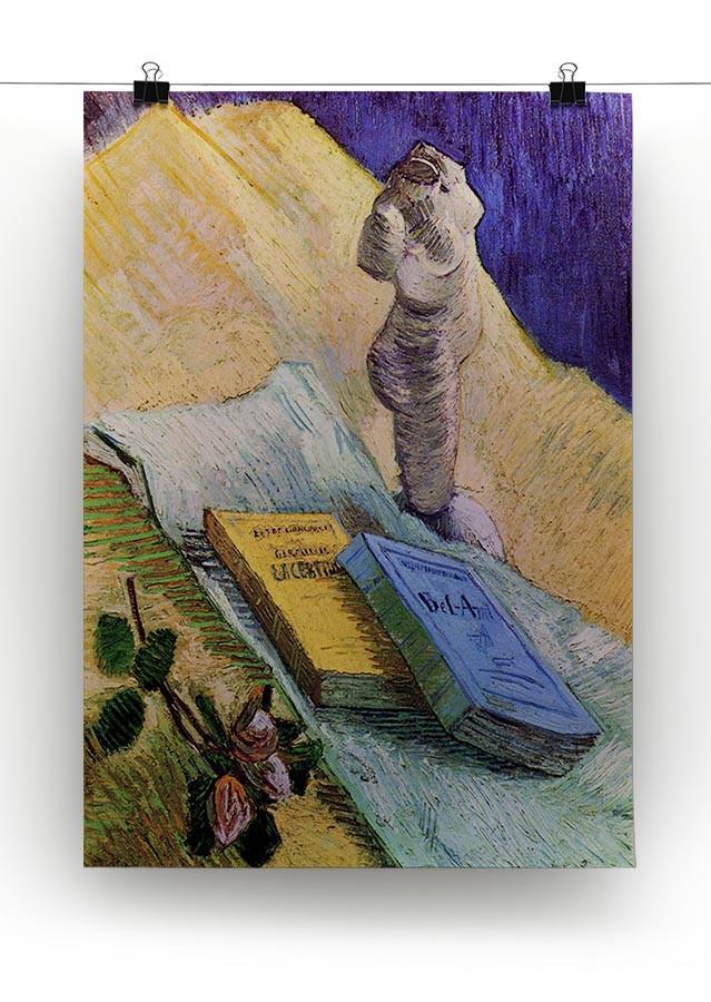 Still Life with Plaster Statuette a Rose and Two Novels by Van Gogh Canvas Print & Poster - Canvas Art Rocks - 2