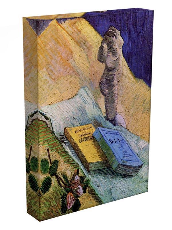 Still Life with Plaster Statuette a Rose and Two Novels by Van Gogh Canvas Print & Poster - Canvas Art Rocks - 3