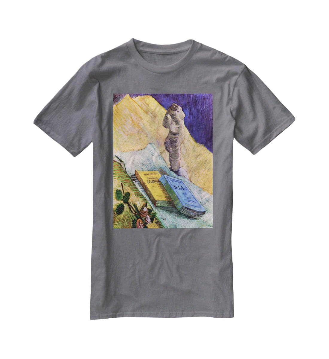 Still Life with Plaster Statuette a Rose and Two Novels by Van Gogh T-Shirt - Canvas Art Rocks - 3