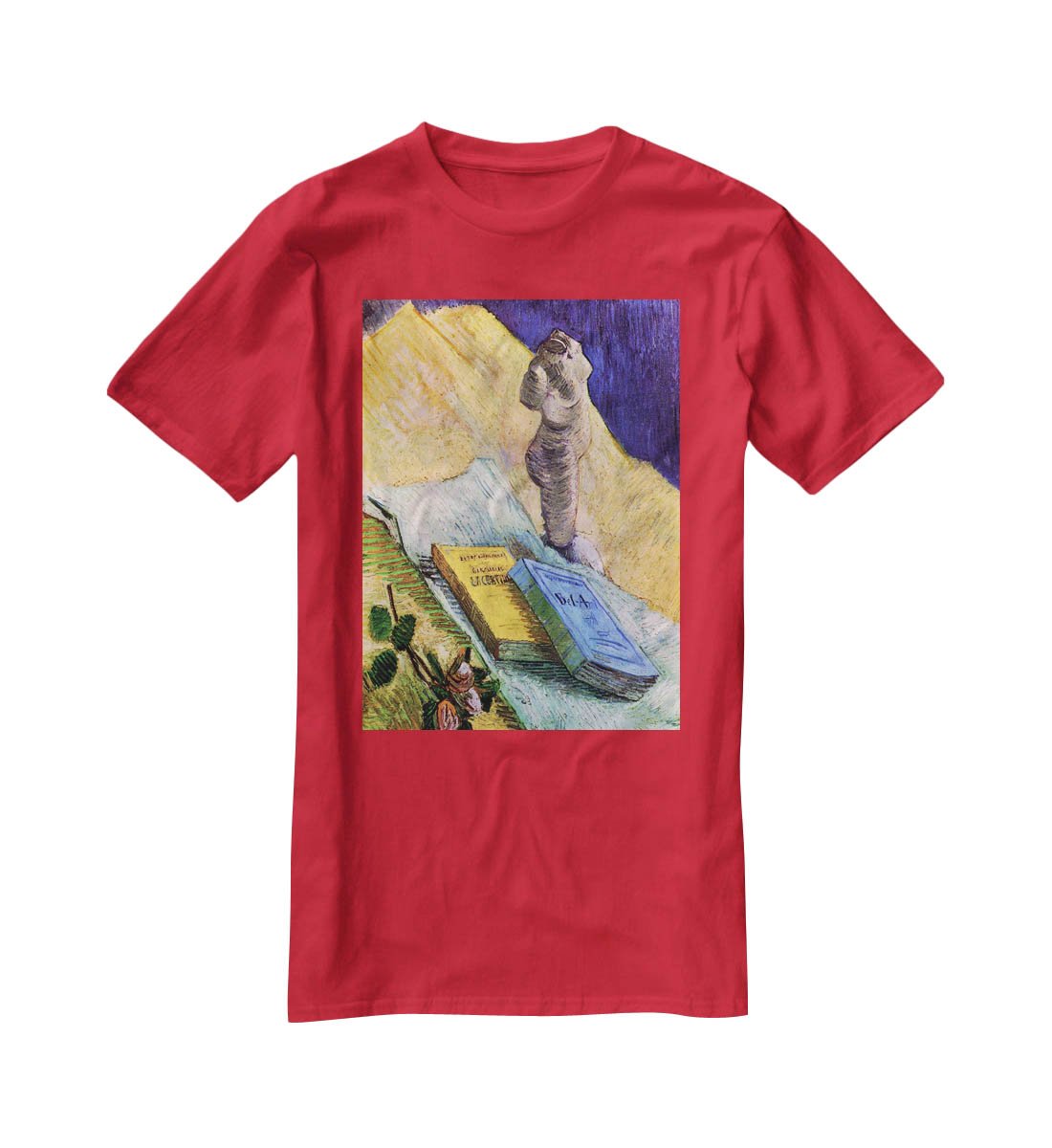Still Life with Plaster Statuette a Rose and Two Novels by Van Gogh T-Shirt - Canvas Art Rocks - 4
