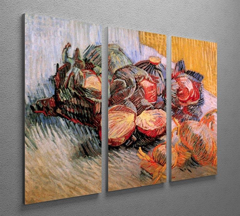 Still Life with Red Cabbages and Onions by Van Gogh 3 Split Panel Canvas Print - Canvas Art Rocks - 4