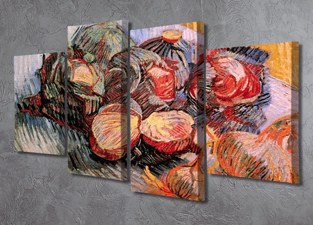Still Life with Red Cabbages and Onions by Van Gogh 4 Split Panel Canvas - Canvas Art Rocks - 2