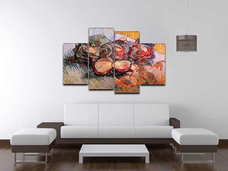 Still Life with Red Cabbages and Onions by Van Gogh 4 Split Panel Canvas - Canvas Art Rocks - 3