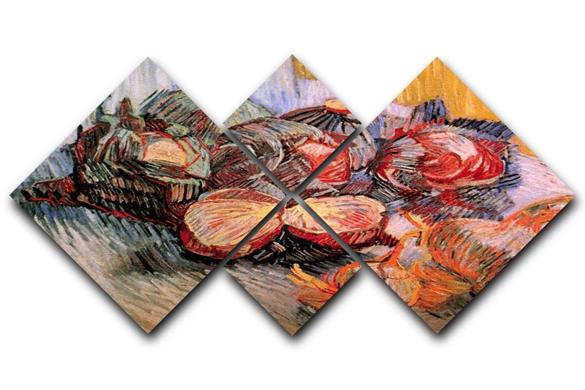 Still Life with Red Cabbages and Onions by Van Gogh 4 Square Multi Panel Canvas  - Canvas Art Rocks - 1