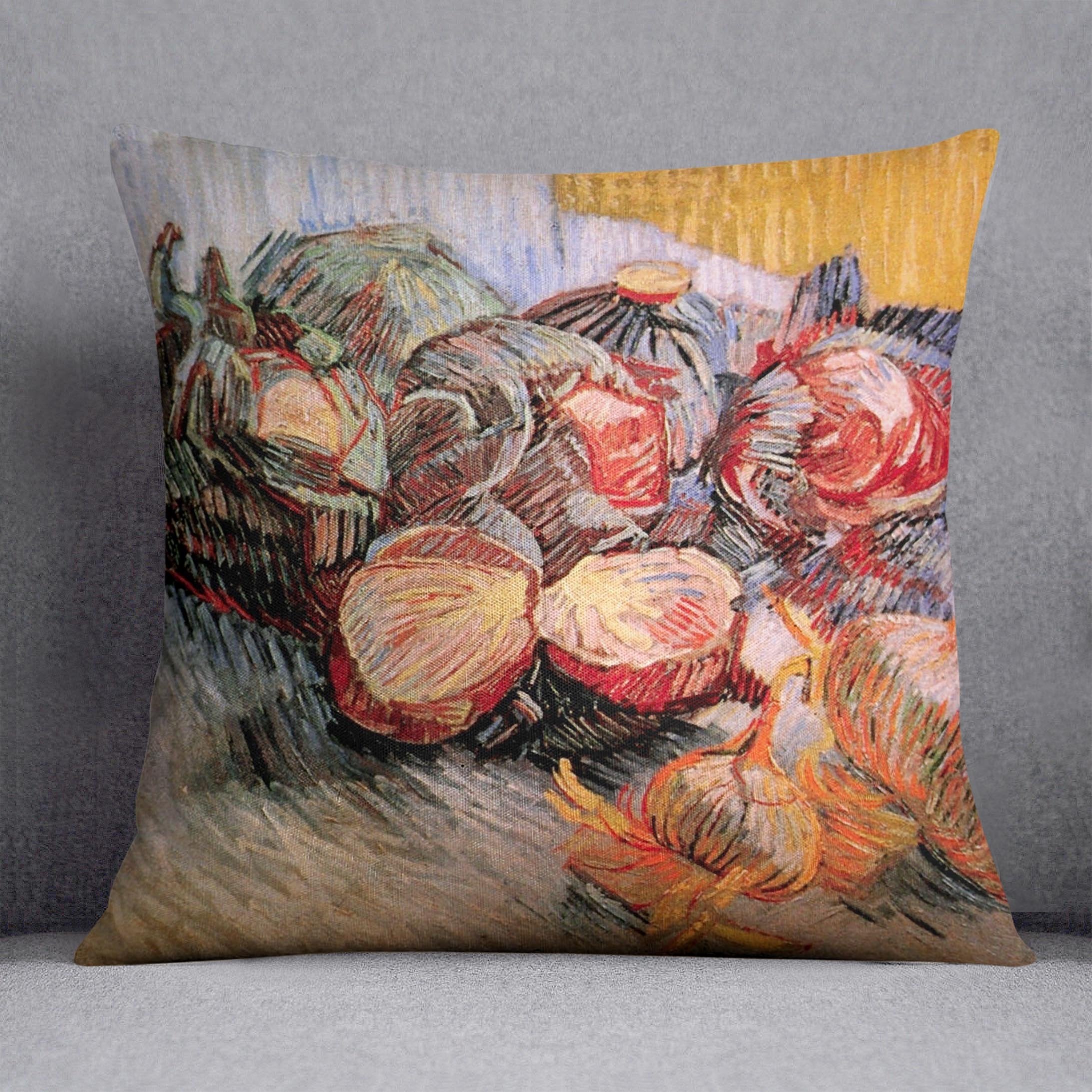 Still Life with Red Cabbages and Onions by Van Gogh Throw Pillow