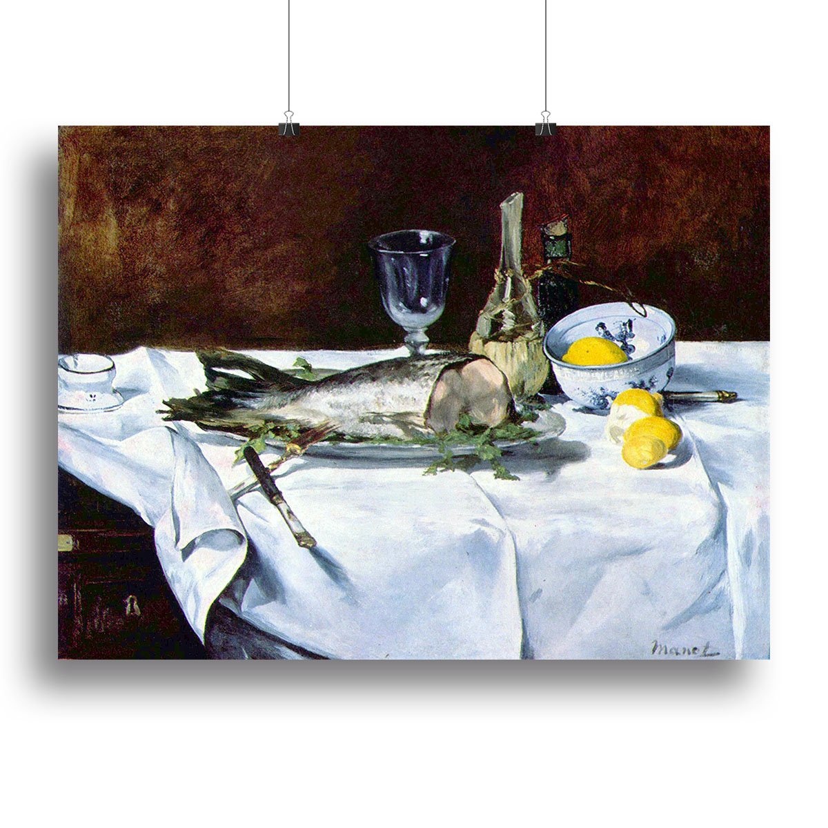 Still Life with Salmon by Manet Canvas Print or Poster
