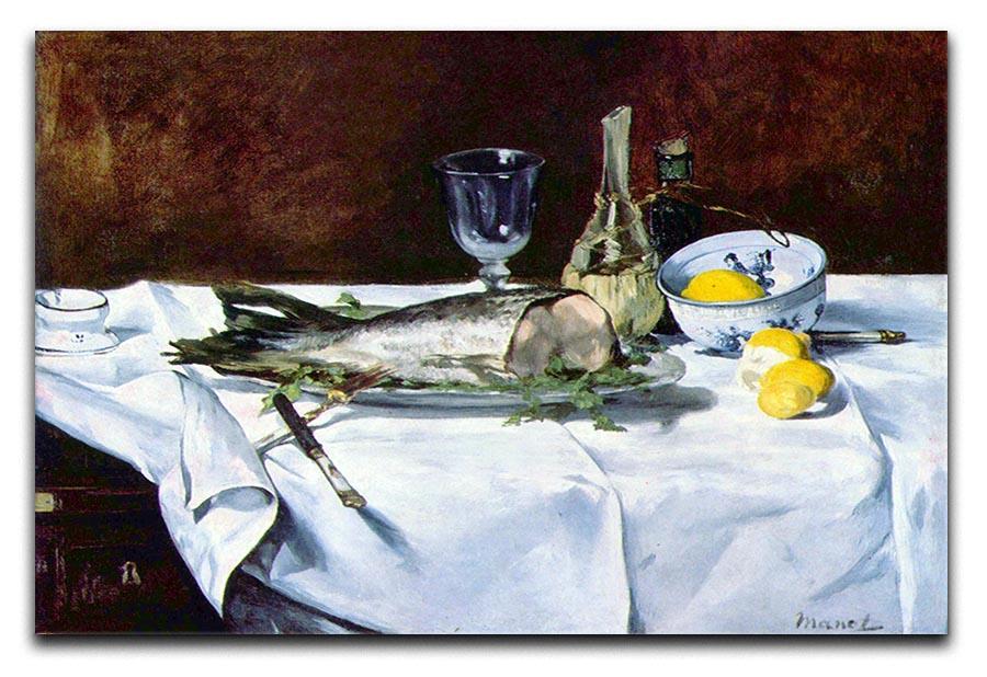 Still Life with Salmon by Manet Canvas Print or Poster  - Canvas Art Rocks - 1