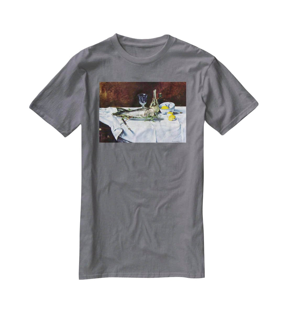 Still Life with Salmon by Manet T-Shirt - Canvas Art Rocks - 3