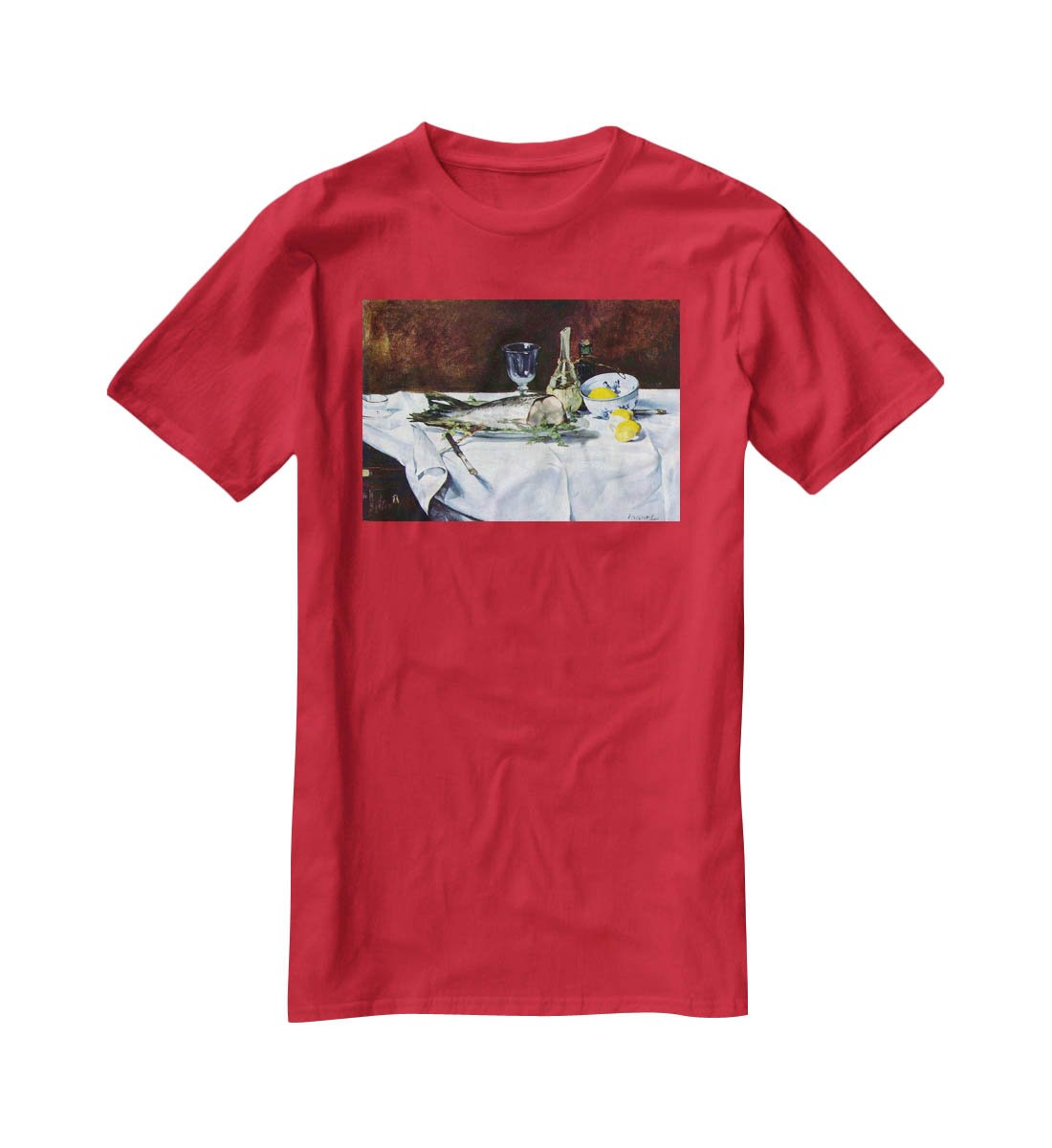 Still Life with Salmon by Manet T-Shirt - Canvas Art Rocks - 4