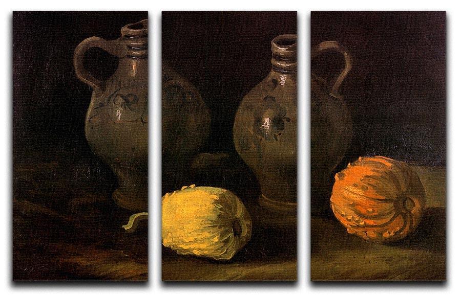 Still Life with Two Jars and Two Pumpkins by Van Gogh 3 Split Panel Canvas Print - Canvas Art Rocks - 4