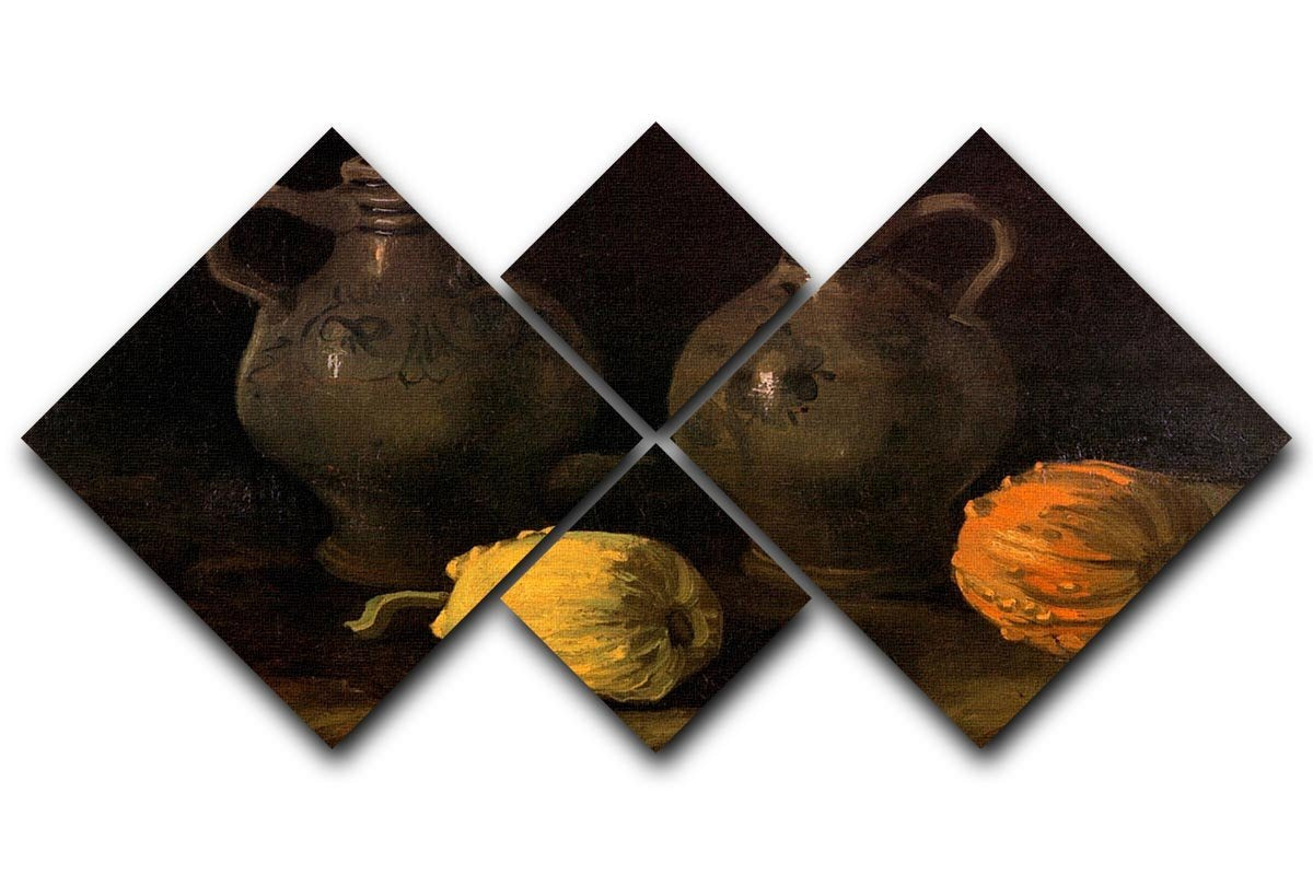 Still Life with Two Jars and Two Pumpkins by Van Gogh 4 Square Multi Panel Canvas  - Canvas Art Rocks - 1