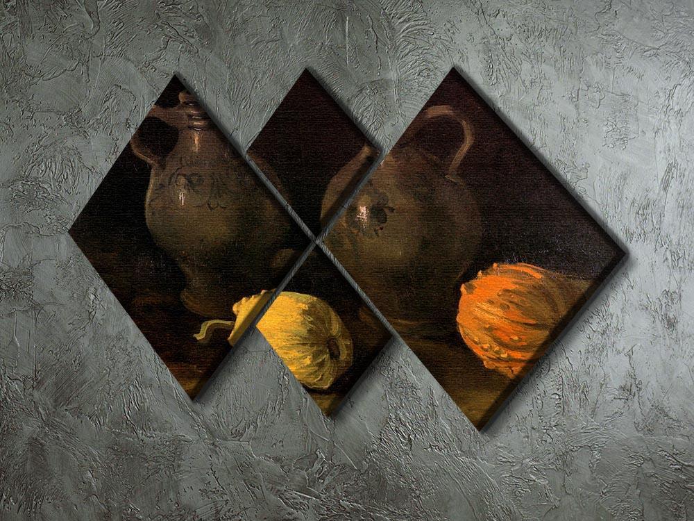 Still Life with Two Jars and Two Pumpkins by Van Gogh 4 Square Multi Panel Canvas - Canvas Art Rocks - 2