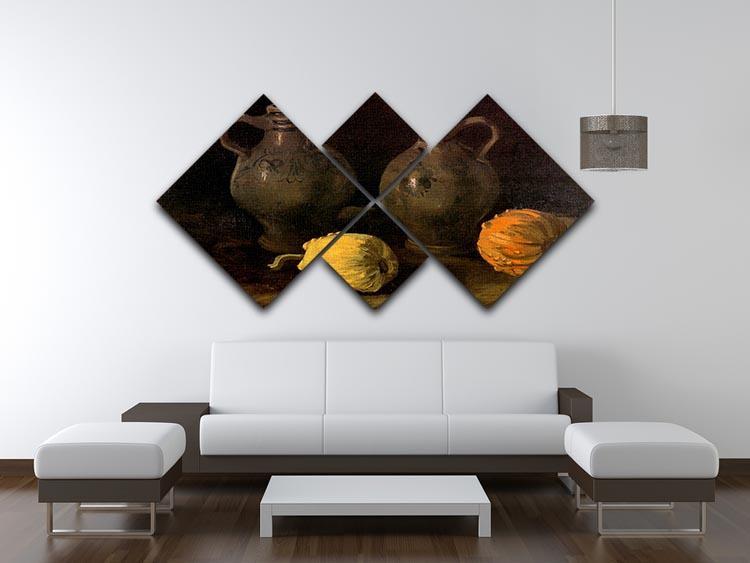 Still Life with Two Jars and Two Pumpkins by Van Gogh 4 Square Multi Panel Canvas - Canvas Art Rocks - 3