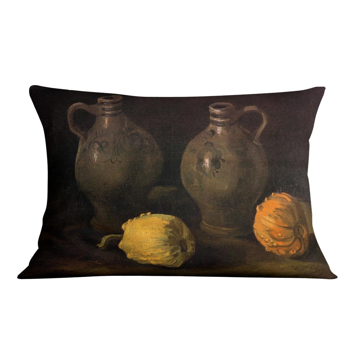 Still Life with Two Jars and Two Pumpkins by Van Gogh Throw Pillow