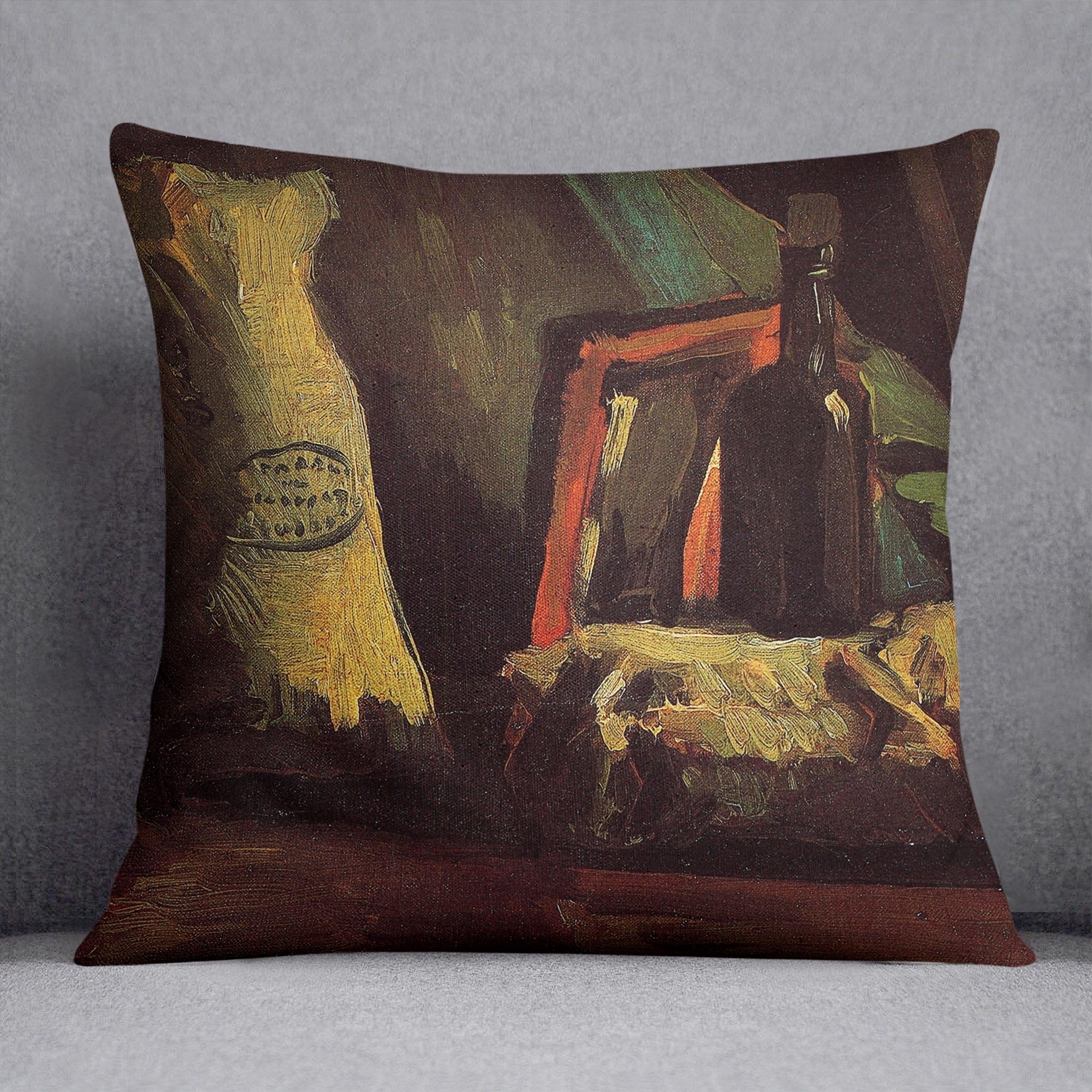 Still Life with Two Sacks and a Bottl by Van Gogh Throw Pillow