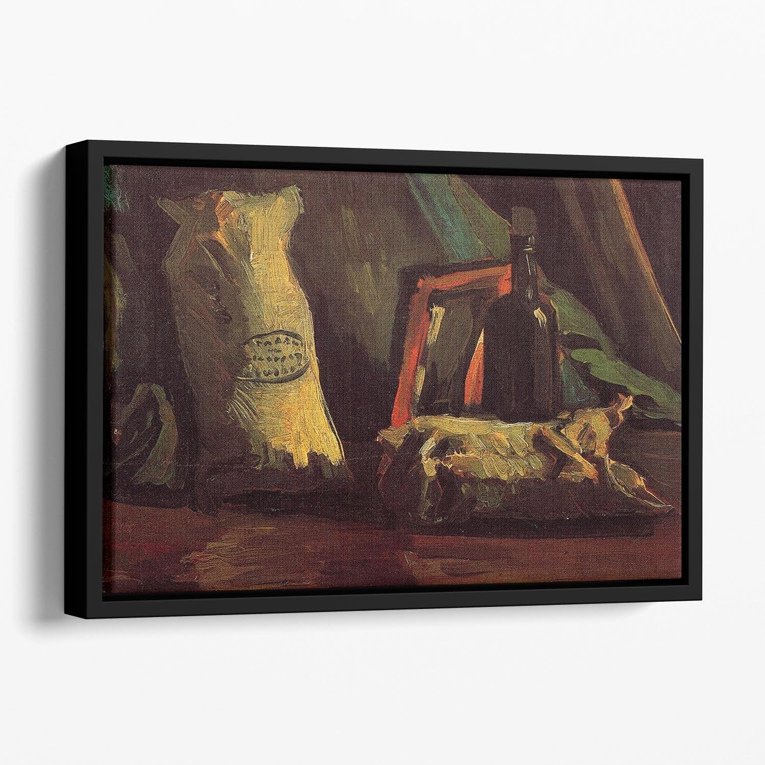 Still Life with Two Sacks and a Bottl by Van Gogh Floating Framed Canvas