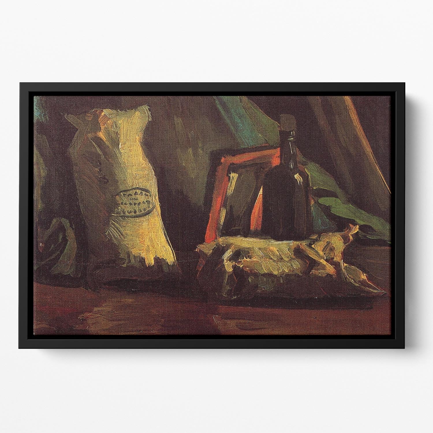 Still Life with Two Sacks and a Bottl by Van Gogh Floating Framed Canvas