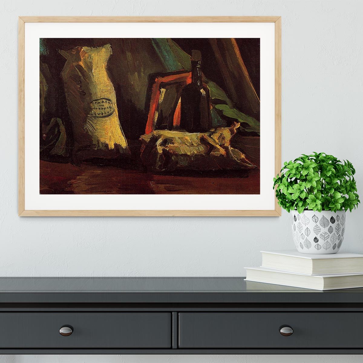 Still Life with Two Sacks and a Bottl by Van Gogh Framed Print - Canvas Art Rocks - 3