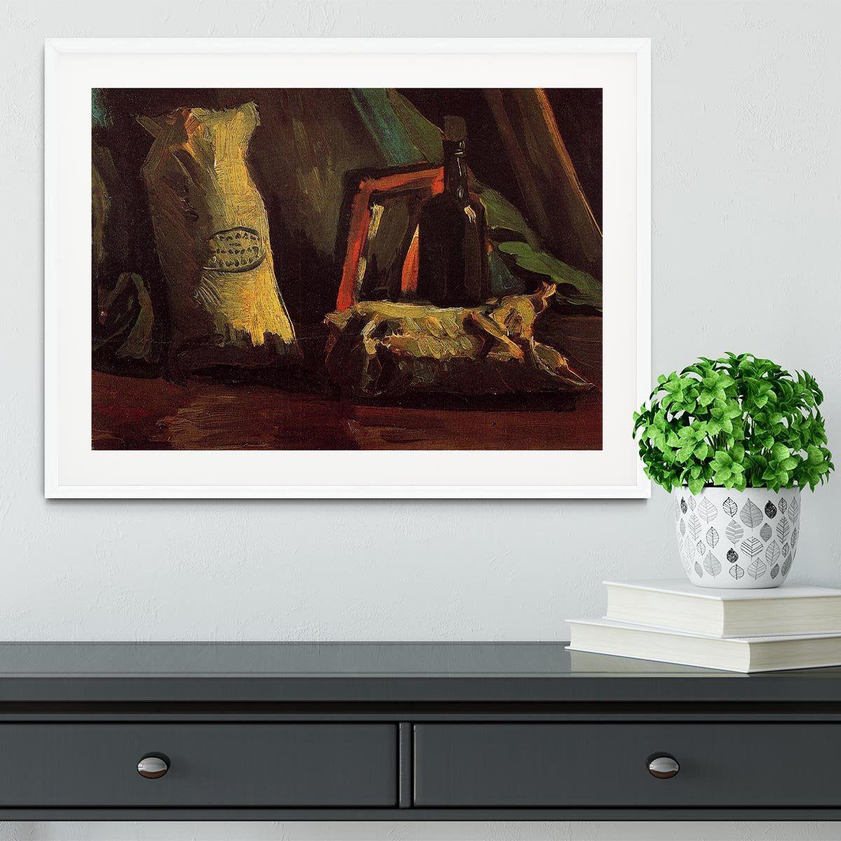 Still Life with Two Sacks and a Bottl by Van Gogh Framed Print - Canvas Art Rocks - 5