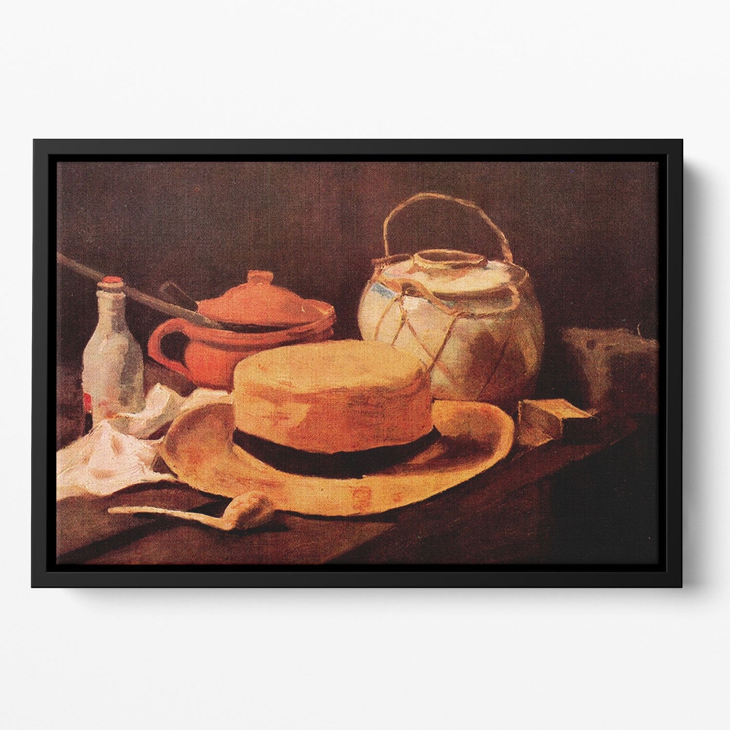 Still Life with Yellow Straw Hat by Van Gogh Floating Framed Canvas