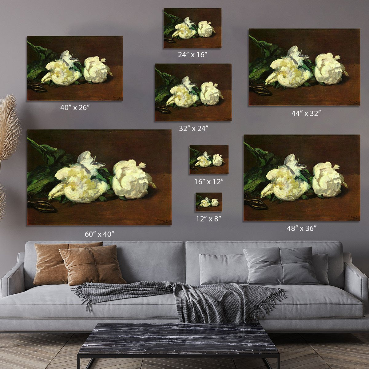 Still life White Peony by Manet Canvas Print or Poster