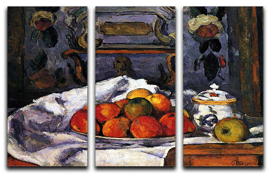 Still life bowl of apples by Cezanne 3 Split Panel Canvas Print - Canvas Art Rocks - 1