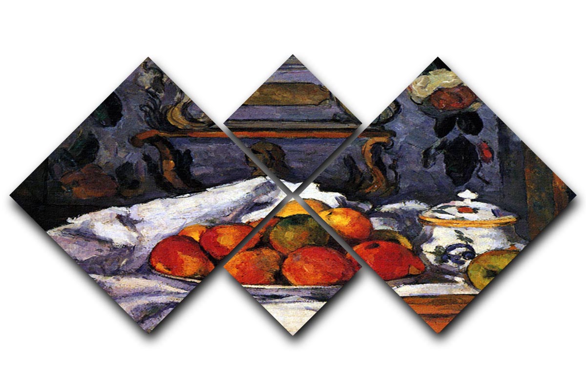 Still life bowl of apples by Cezanne 4 Square Multi Panel Canvas - Canvas Art Rocks - 1