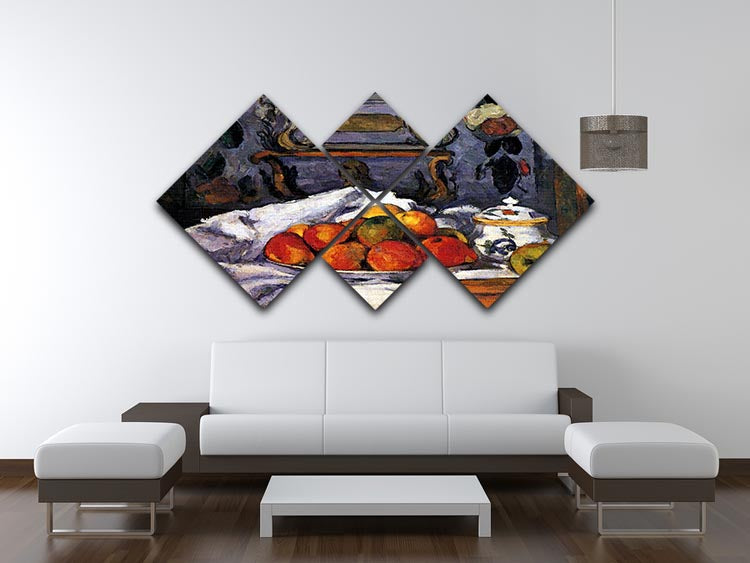 Still life bowl of apples by Cezanne 4 Square Multi Panel Canvas - Canvas Art Rocks - 3