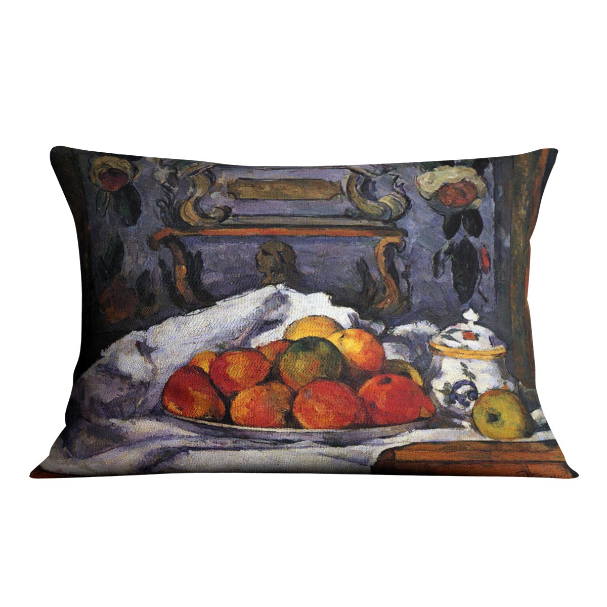 Still life bowl of apples by Cezanne Cushion - Canvas Art Rocks - 4