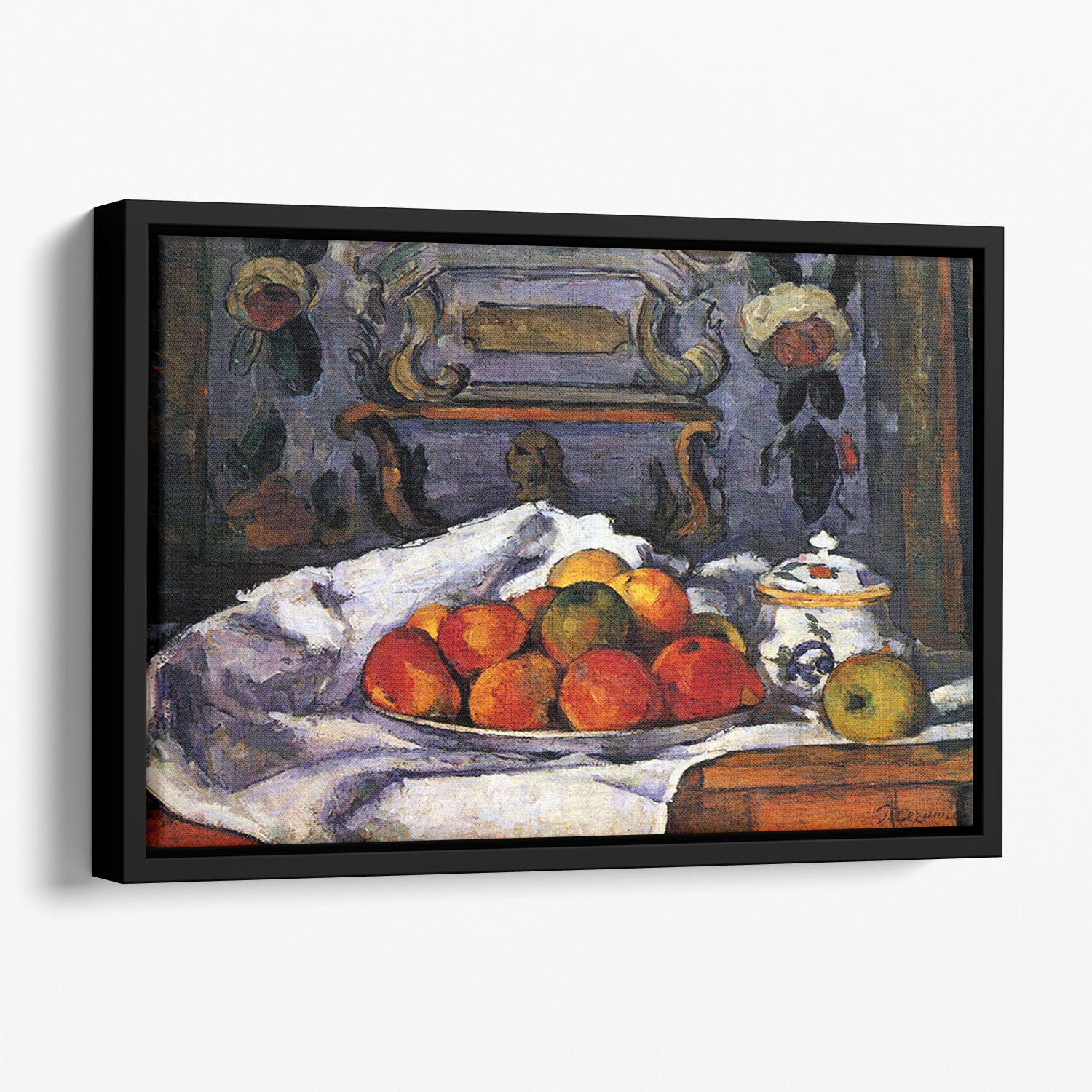 Still life bowl of apples by Cezanne Floating Framed Canvas - Canvas Art Rocks - 1