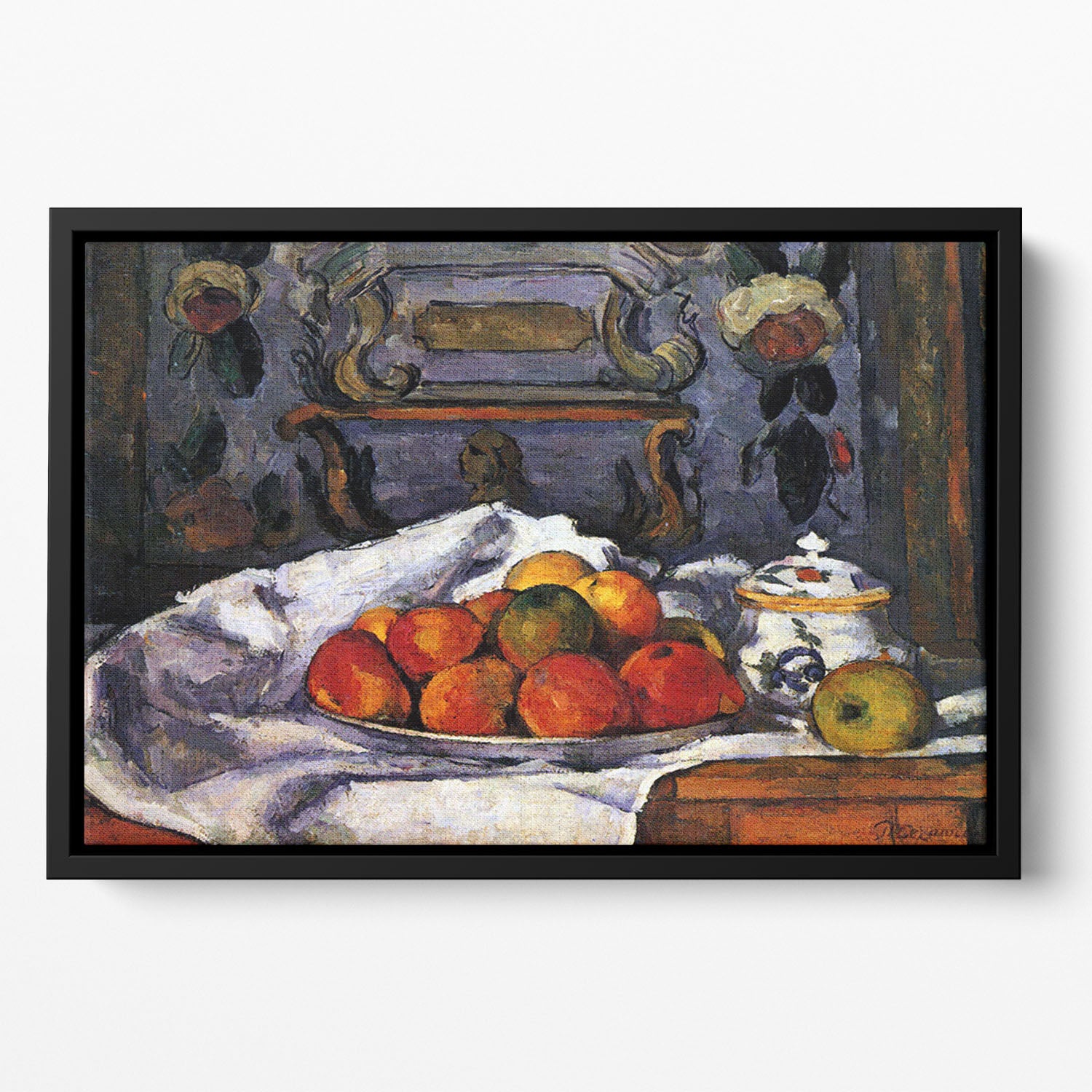 Still life bowl of apples by Cezanne Floating Framed Canvas - Canvas Art Rocks - 2