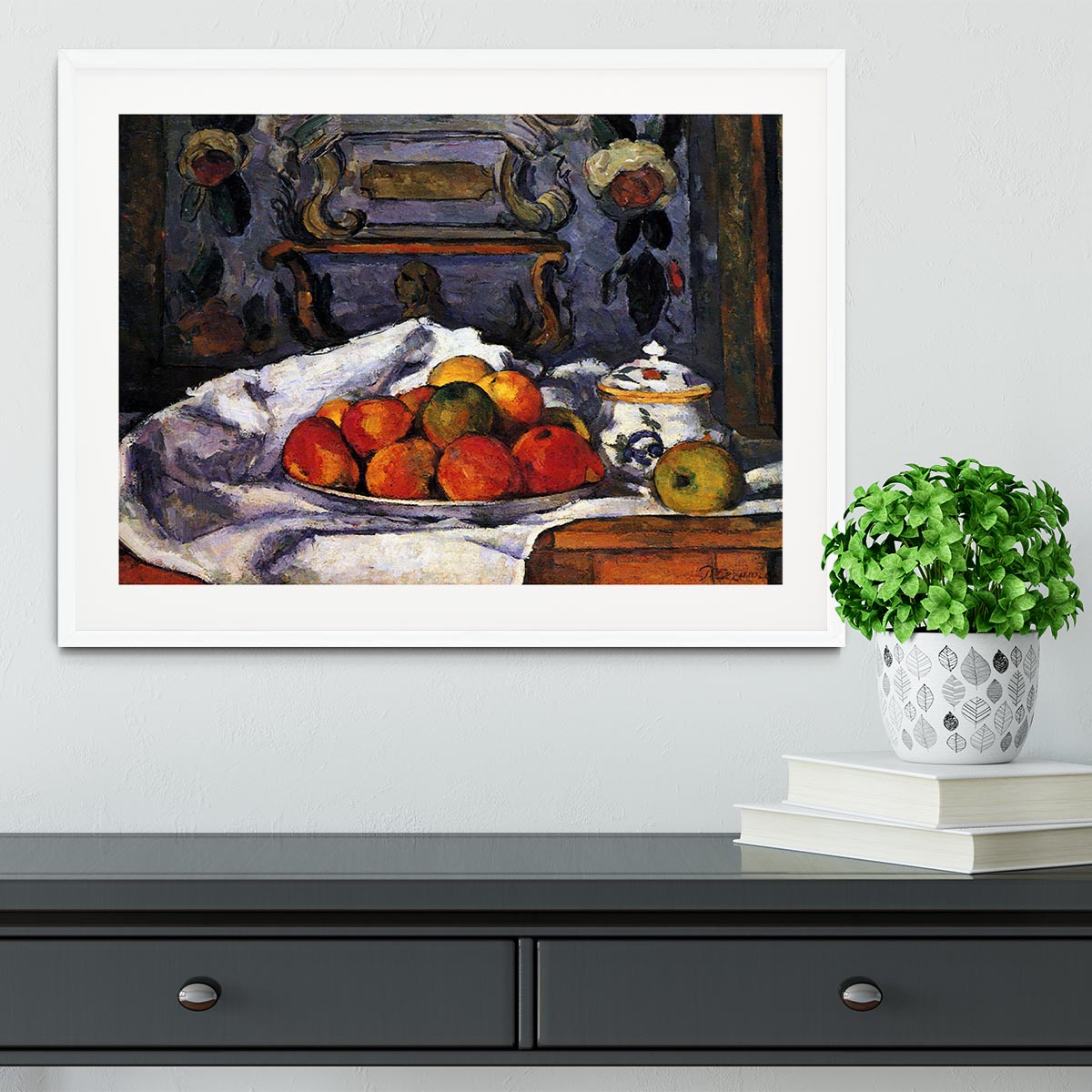Still life bowl of apples by Cezanne Framed Print - Canvas Art Rocks - 5