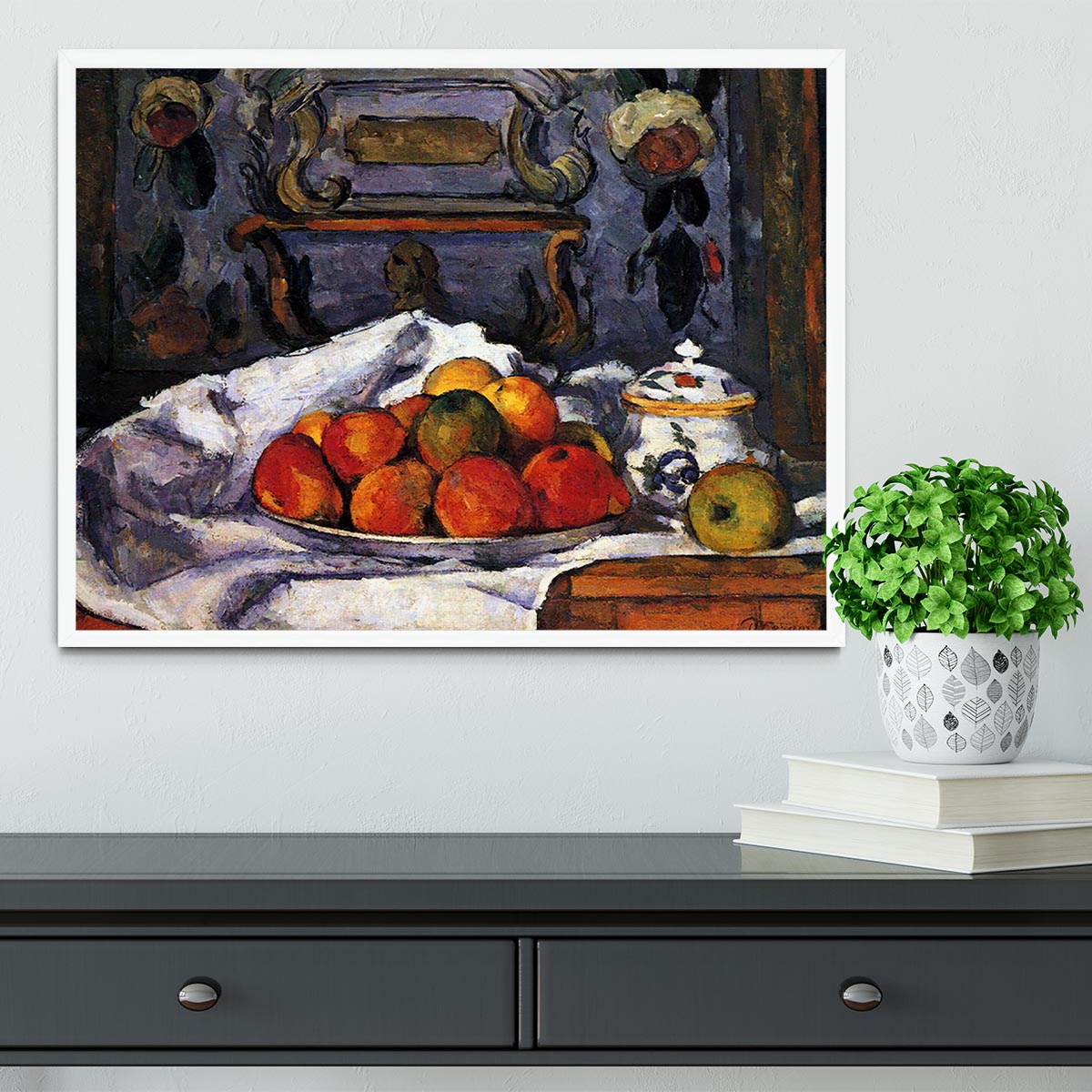 Still life bowl of apples by Cezanne Framed Print - Canvas Art Rocks -6