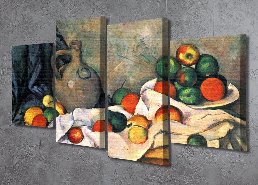 Still life drapery pitcher and fruit bowl by Cezanne 4 Split Panel Canvas - Canvas Art Rocks - 2