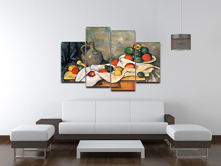 Still life drapery pitcher and fruit bowl by Cezanne 4 Split Panel Canvas - Canvas Art Rocks - 3