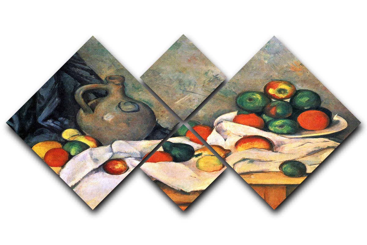 Still life drapery pitcher and fruit bowl by Cezanne 4 Square Multi Panel Canvas - Canvas Art Rocks - 1