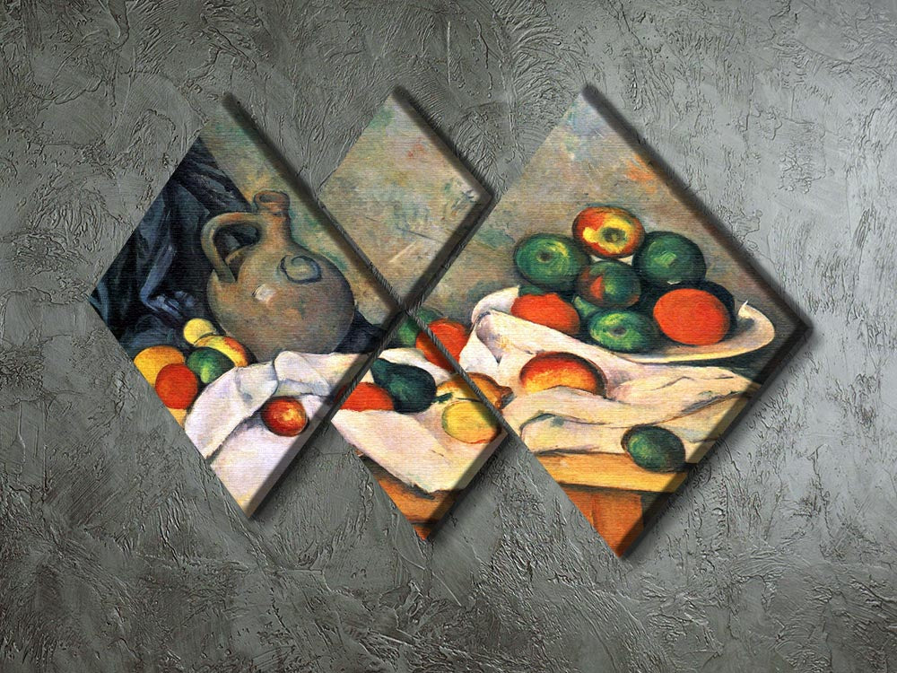 Still life drapery pitcher and fruit bowl by Cezanne 4 Square Multi Panel Canvas - Canvas Art Rocks - 2